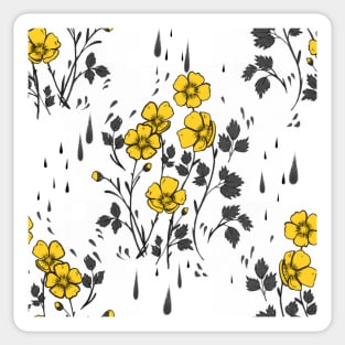 Yellow Buttercup Flower Pattern Sticker